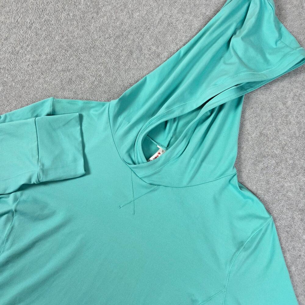 Fabletics XL Teal Performance Hoodie Thumbholes, Back Pocket, Wrist Pocket ~flaw
